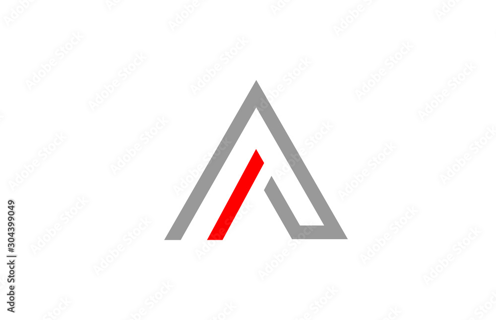 grey red line letter A alphabet logo design icon for company or business grey red line letter A alphabet logo design icon for company or business