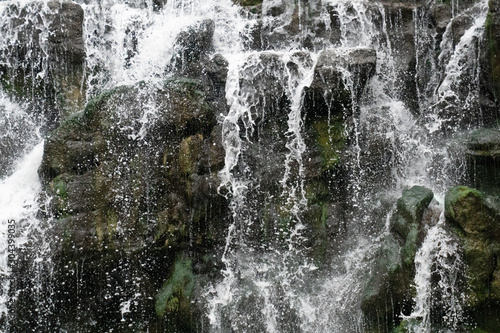 waterfall and rock