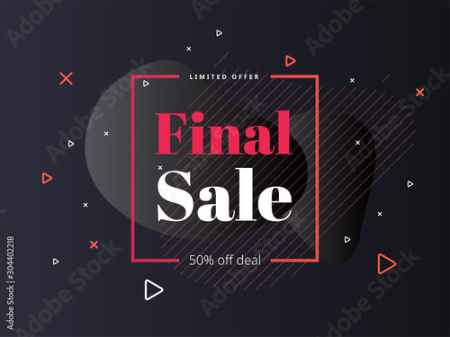 Final Sale poster. Commercial discount event banner. Social media web banner for shopping, sale, product promotion. Vector backgrounds. 