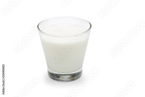 Pasteurized fresh milk in the glass on white background with clipping path.