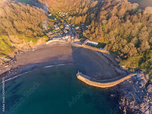 Aerial view of Polkerris Harbour Cornwall photo