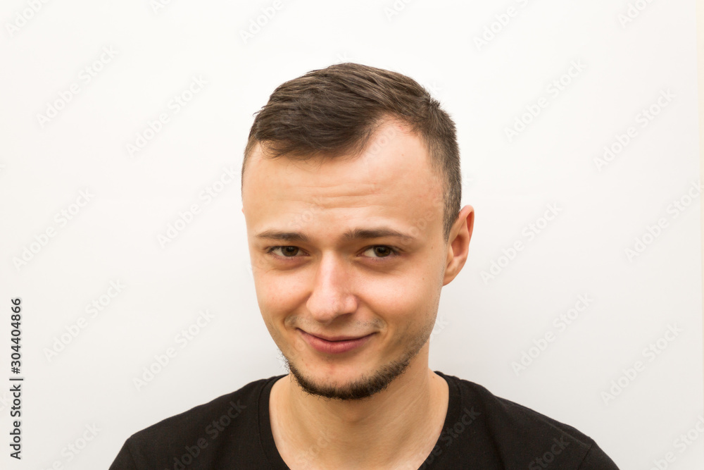 emotion smiley, young man on a white background, human emoji emotion smiley, young man on a white background, human emoji