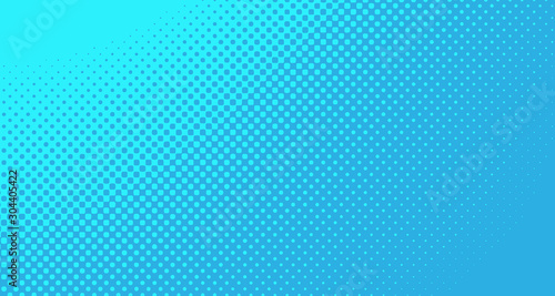 Blue halftone pop art background abstract vector comics style blank layout template with clouds beams and isolated dots pattern. For sale banner for your designe 1960s. with copy space eps10