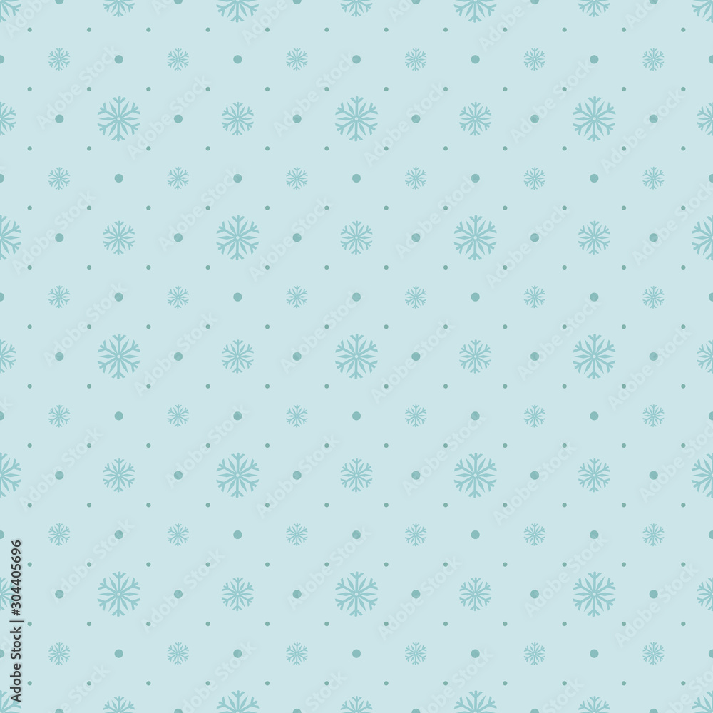 Snowflakes in light blue. New Year's background. Winter abstract drawing. Vector seamless pattern.