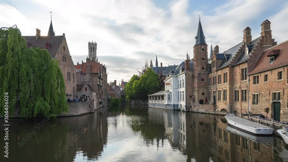 Time Lapse video of Bruges skyline and canal in Bruges, Belgium Time Lapse video of Bruges skyline and canal in Bruges, Belgium
