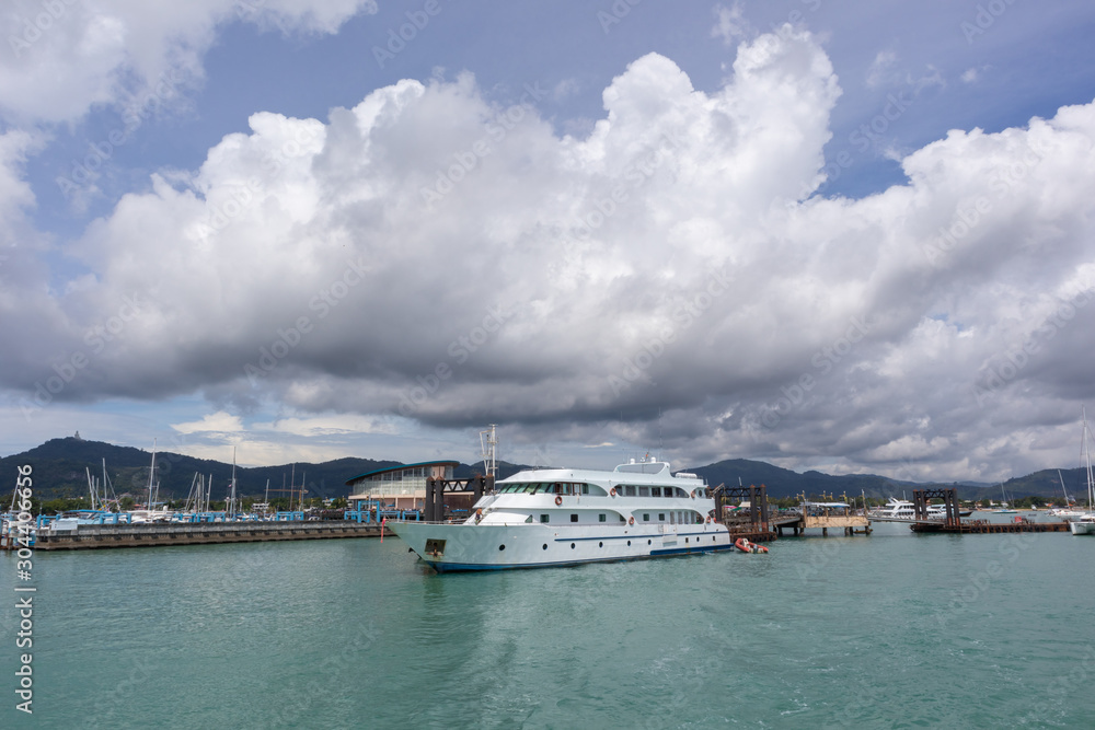 yacht cruise club pier on sunny day at Phuket, Thailand yacht cruise club pier on sunny day at Phuket, Thailand