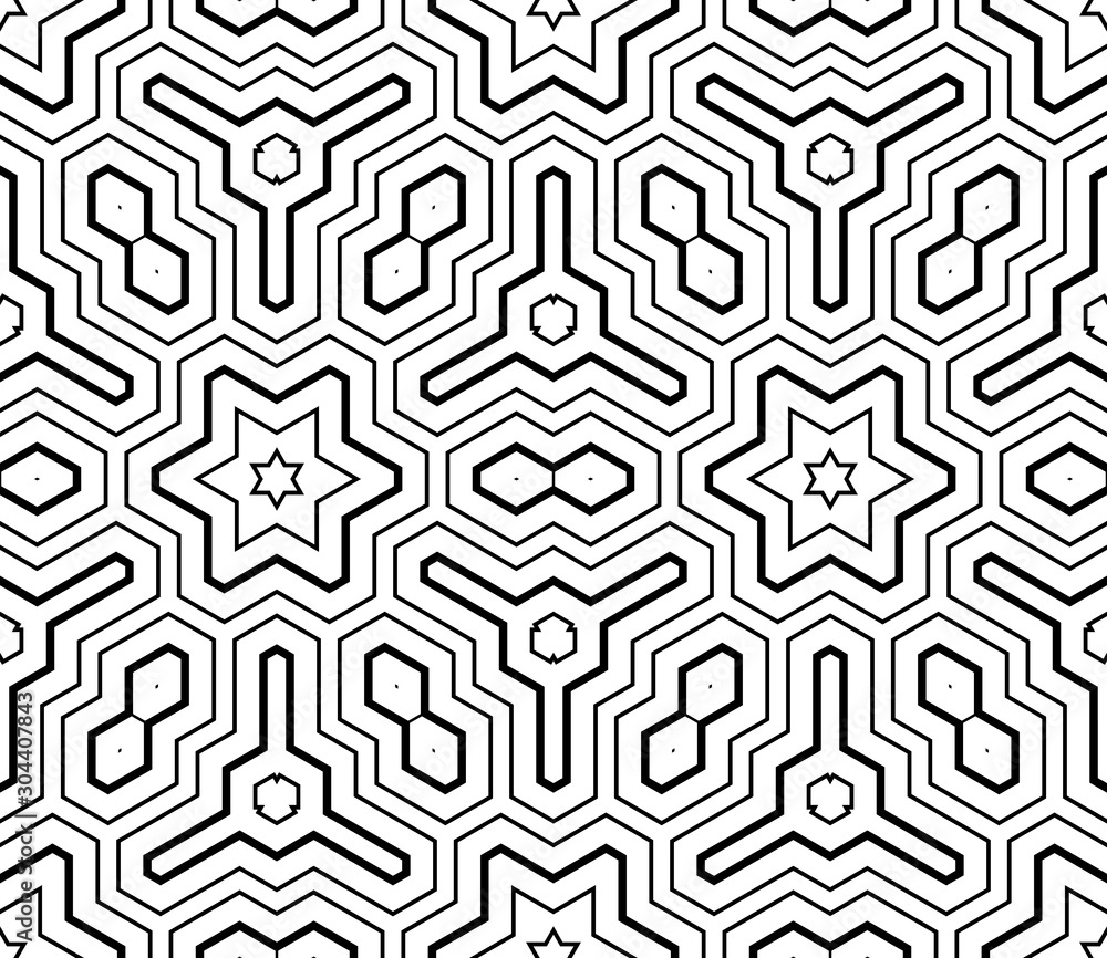 Abstract thin line seamless pattern. Linear ornamental geometric background. Wrapping paper. Vector illustration.         