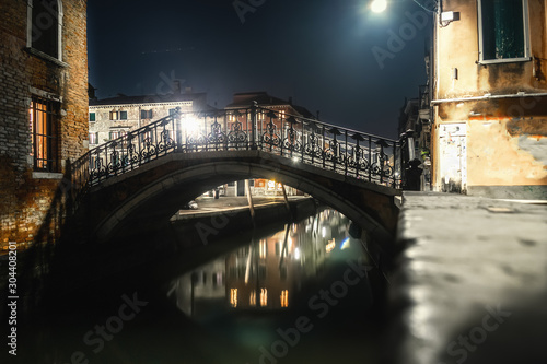 Small bridge in Venice on a clear night