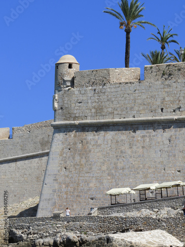 Beautiful, summer, sunny view of the city of Peniscola and the castle of the Knights Templar. Peniscola, Valencia, Spain.