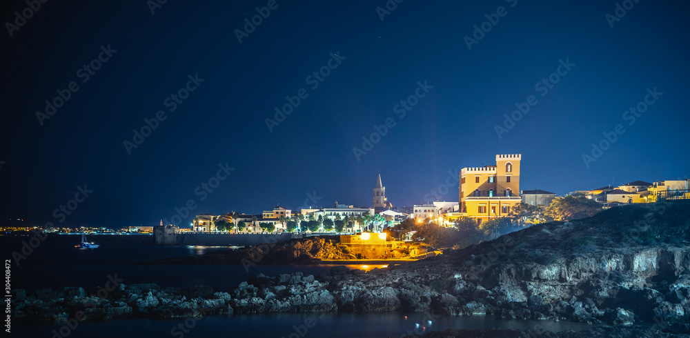 Fototapeta premium Clear sky over Alghero at night