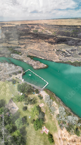 Panoramic aerial view of Dierkes Park Lake in Twin Falls, Idaho - USA photo