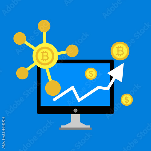 Mobile bitcoin wallet, altcoins, cryptocurrency mining, finance, digital money, cryptocoin wallet, stock exchange.Vector illustration for web banner, business presentation, advertising material.