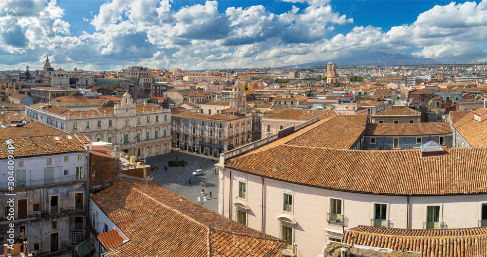 Catania - The town and Mt. Etna volcano in the background.