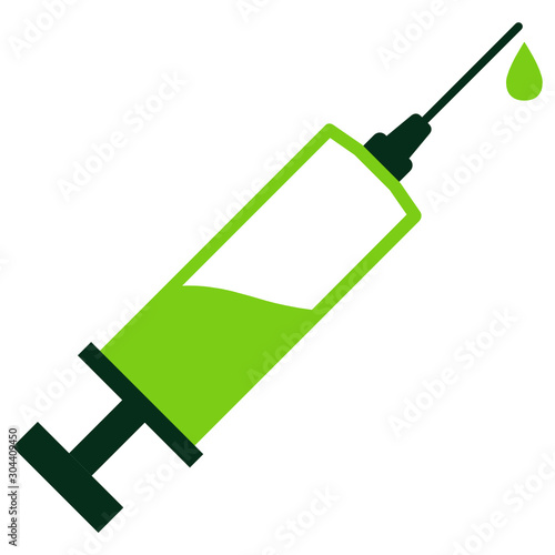 Drug Addiction Concept, Cannabis Injection Vector Vaccine Icon design