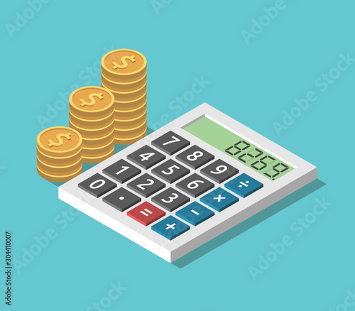 Isometric calculator, coins stacks