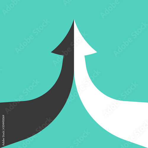 Merging arrows, black, white