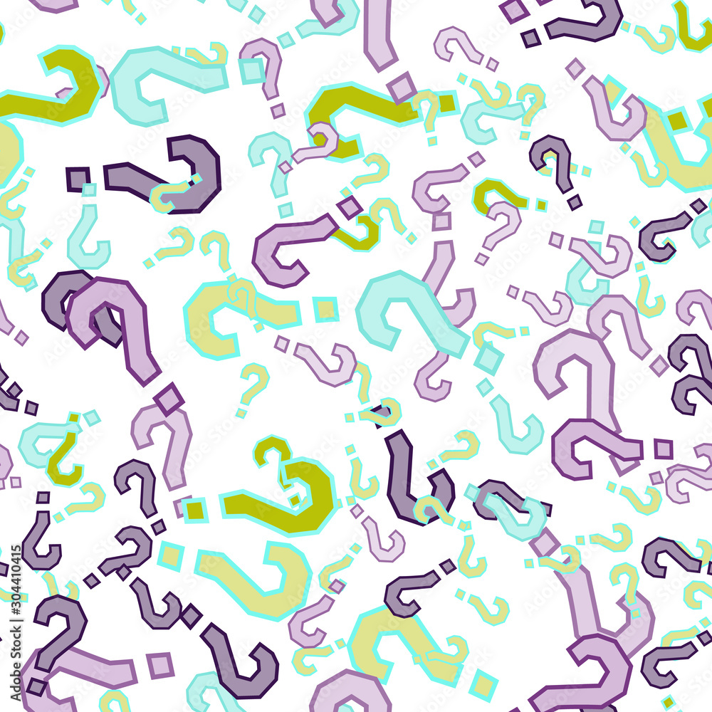 Quiz seamless pattern. Question marks, doubt, faq