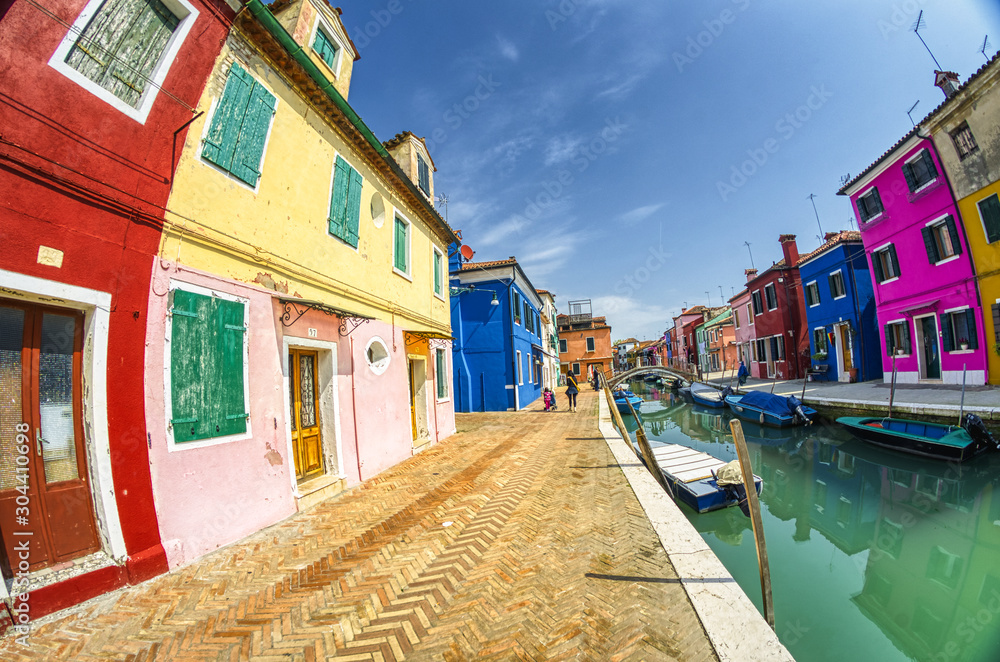 Colourful homes of Burano near Venice, Italy