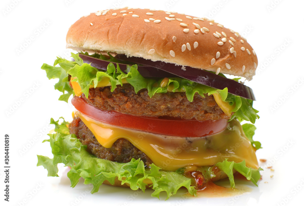 American hamburger on a white background American hamburger on a white background