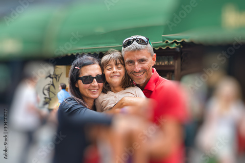Photography Mother, Father and Daughter happy visiting London