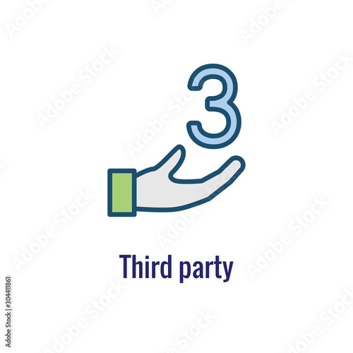 Logistics icon with a hand and the number 3