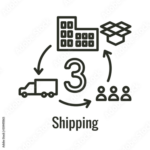 Logistics icon showing movement - one place to the next