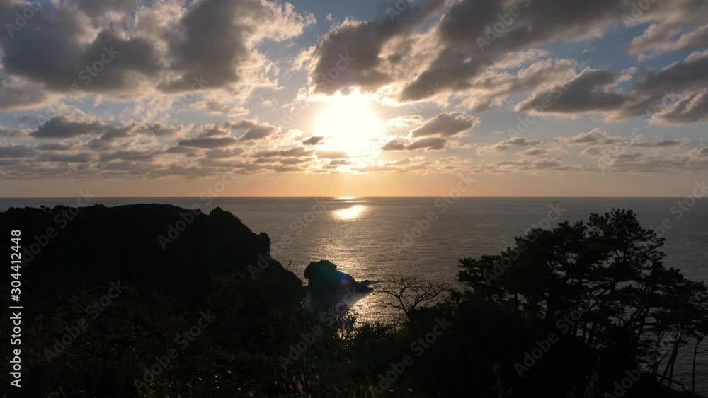 Sunset over the Horizon at a Scenic Cape