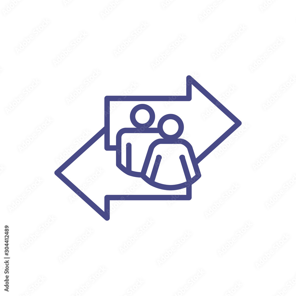 Arrow, directional way sign depicting making a decision or choice icon vector Arrow, directional way sign depicting making a decision or choice icon vector