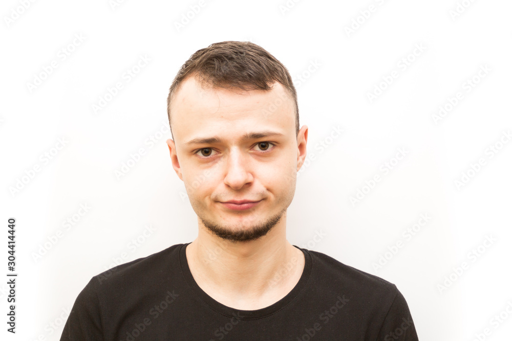 emotion unamused, young man in a black cap on a white background, man emoji emotion unamused, young man in a black cap on a white background, man emoji