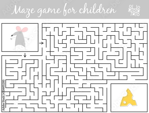 Help mouse find path to cheese through the labyrinth. Maze game