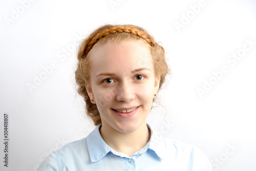 portrait happy young woman isolated