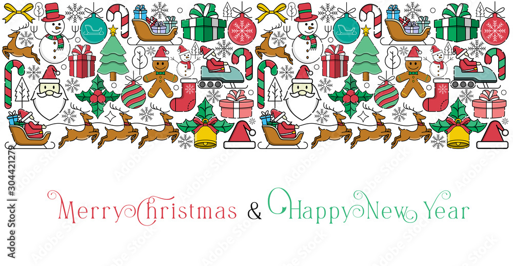 Merry Christmas and Happy New Year Cool Vector Background. Merry Christmas vector illustration isolated on white background. Christmas vector icon modern and simple flat symbol for graphic design reso