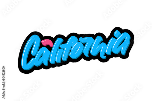 California hand drawn modern brush lettering text. Vector illustration logo for print and advertising.