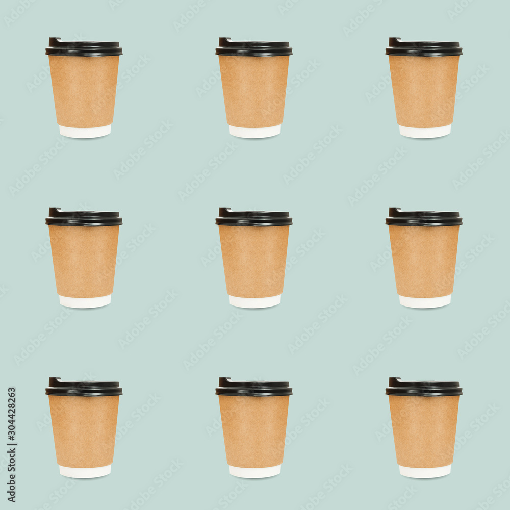 Pattern with disposable coffee cups. Pattern with disposable coffee cups.