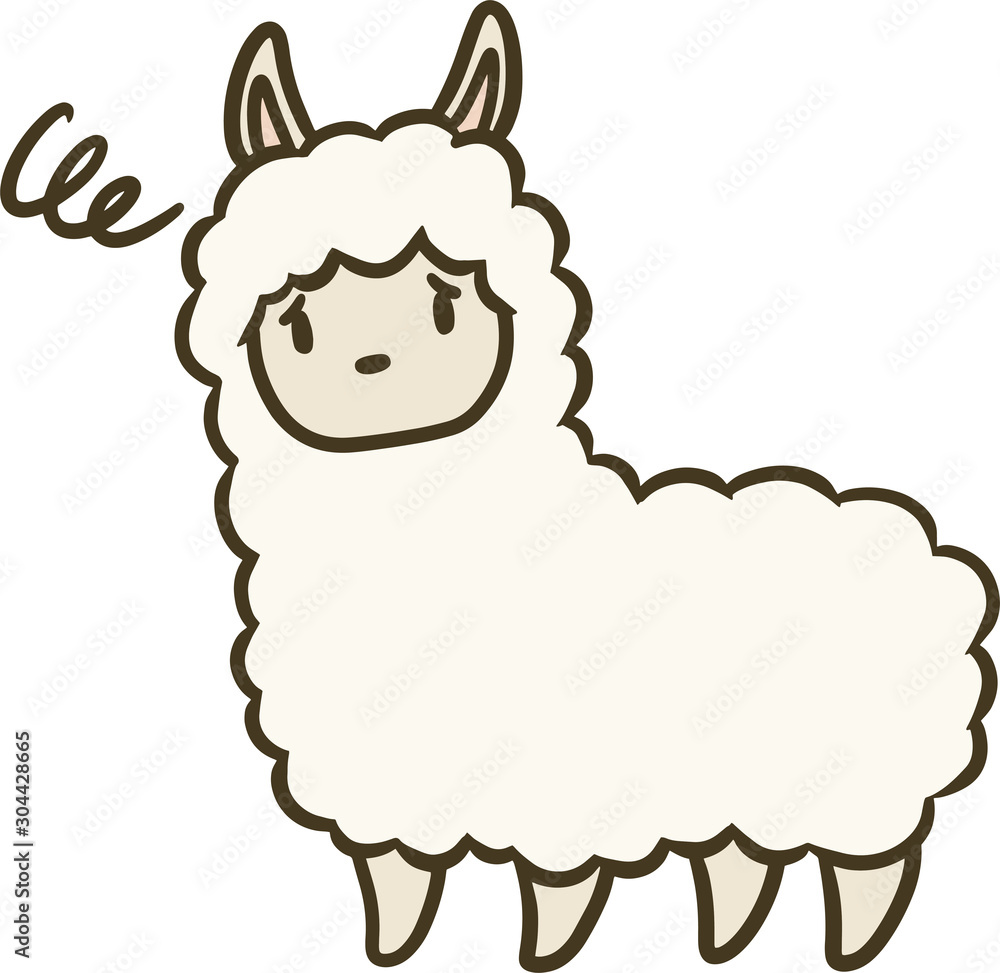 アルパカのイラスト 困り顔 Stock ベクター Adobe Stock
