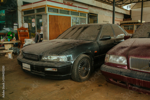 Cars for sale under dust in Thailand Samui island