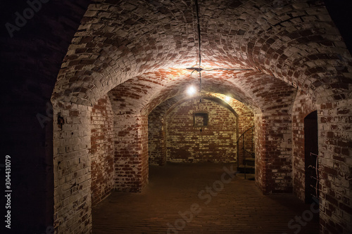 Antique brick arched corridor