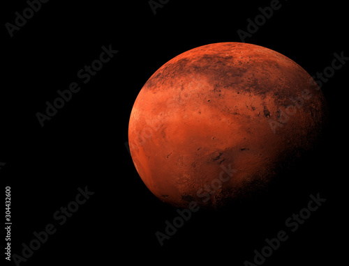 Mars planet in space concept covered in shadow with surface detail