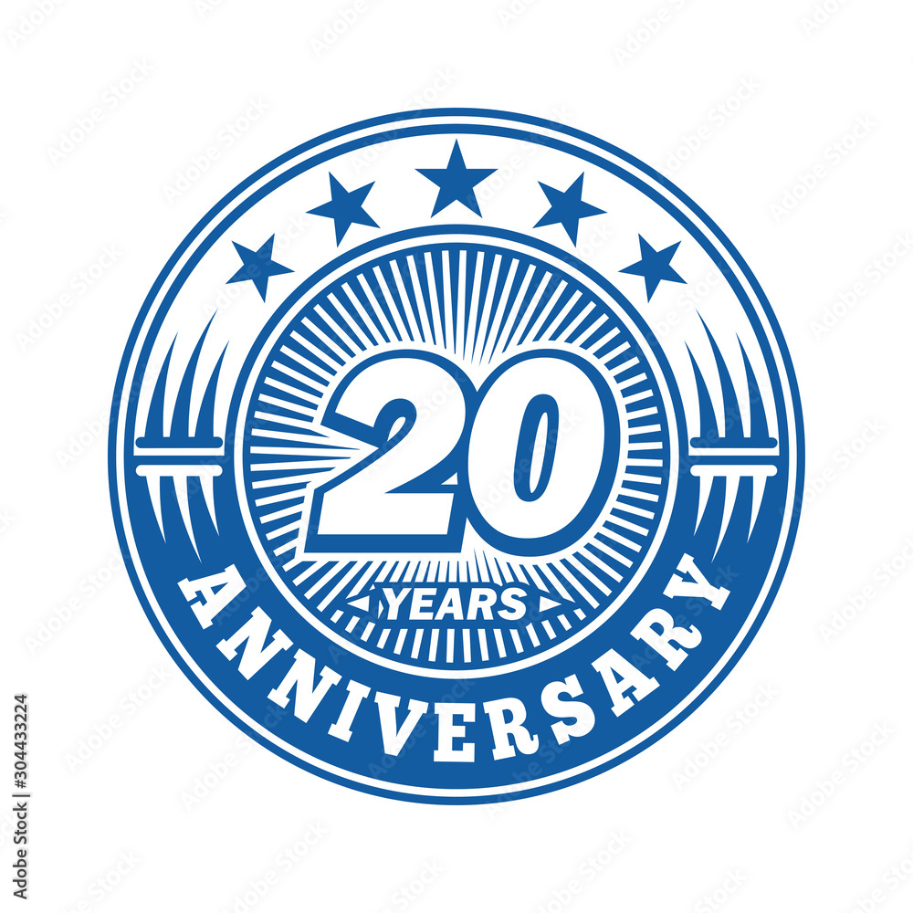 20 years logo. Twenty years anniversary celebration logo design. Vector and illustration.
