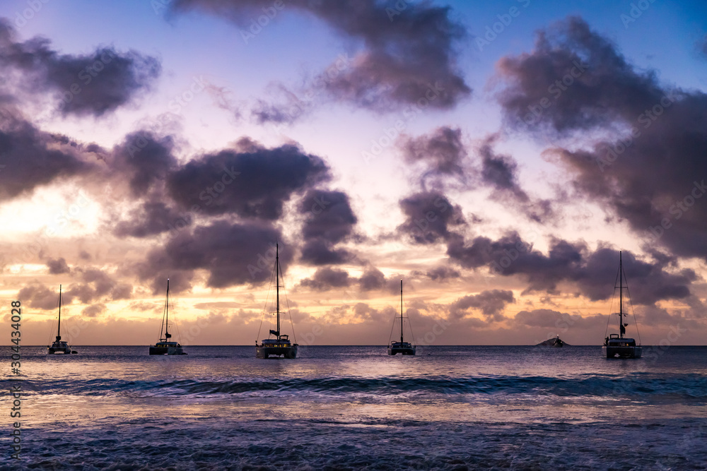 sunet and clouds in seychelles
