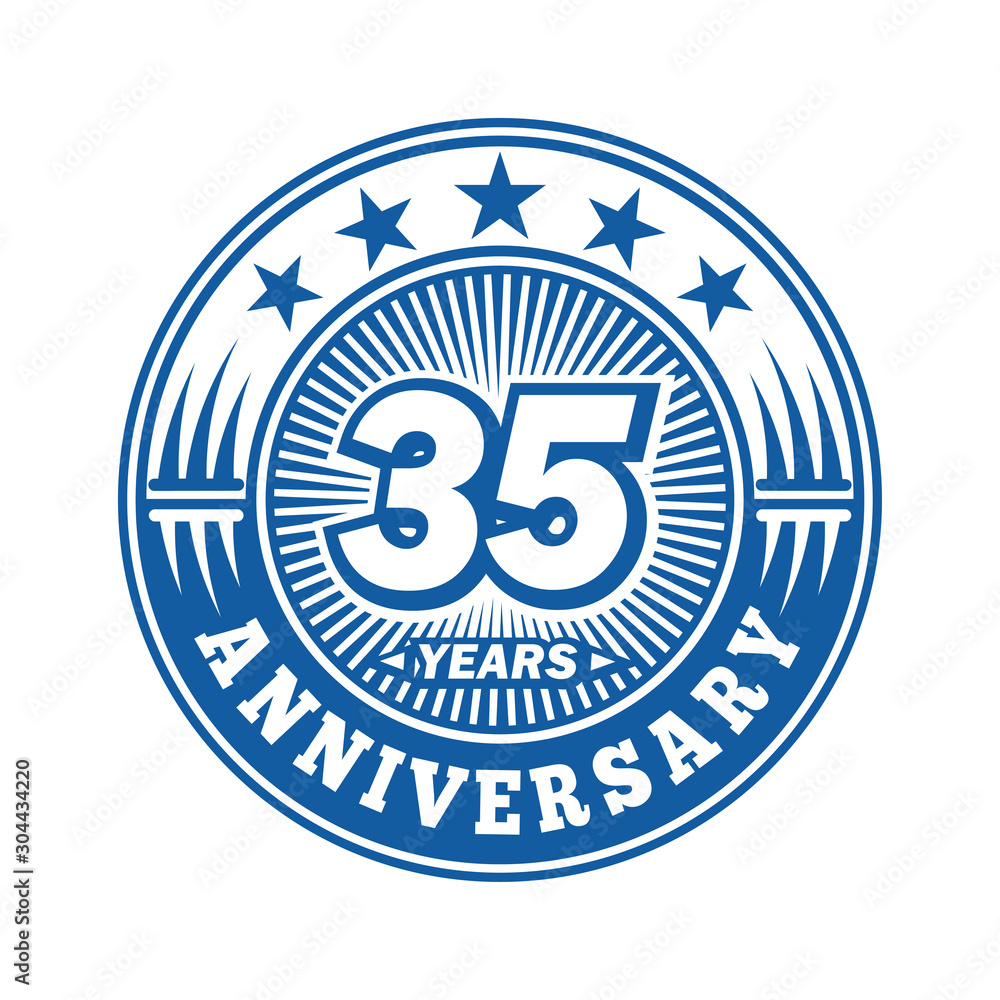 35 years logo. Thirty-five years anniversary celebration logo design. Vector and illustration.