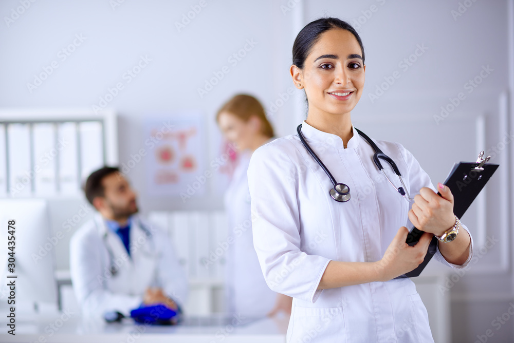 Group of medical workers portrait in hospital Group of medical workers portrait in hospital