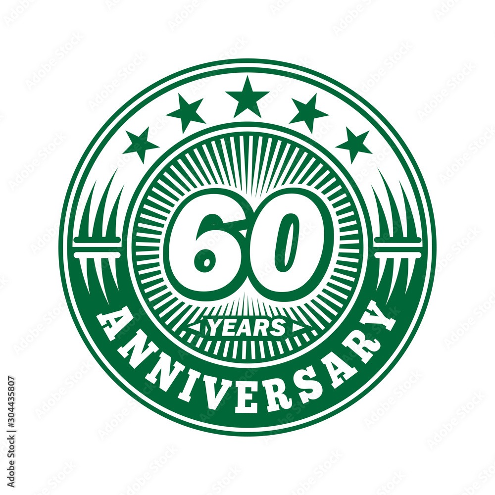60 years logo. Sixty years anniversary celebration logo design. Vector and illustration.