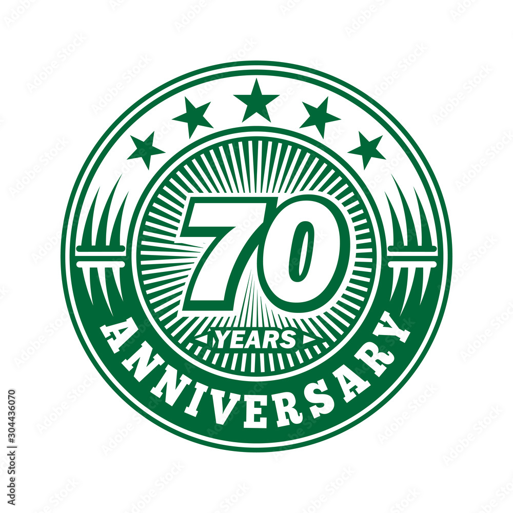 70 years logo. Seventy years anniversary celebration logo design. Vector and illustration.