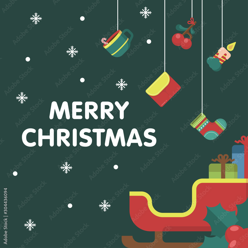 Merry christmas illustration with flat icon vector