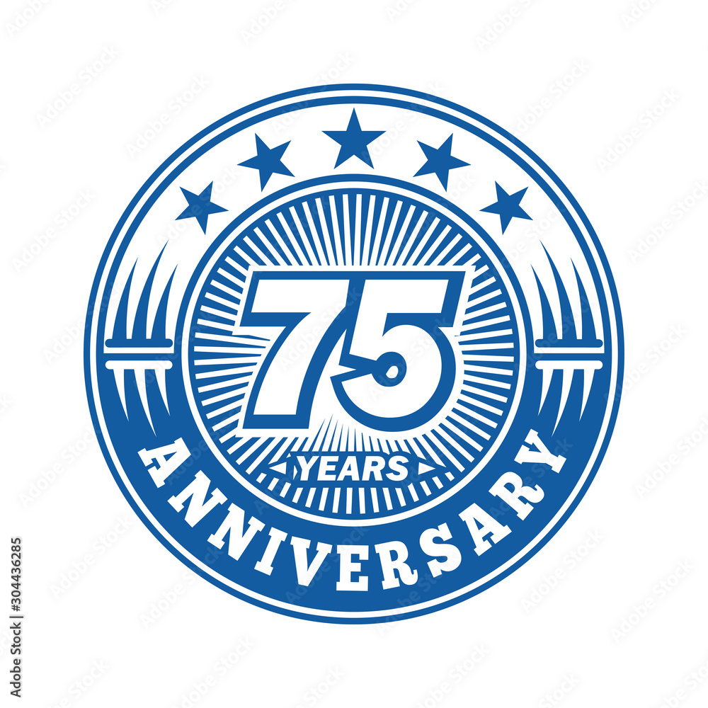 Fototapeta premium 75 years logo. Seventy-five years anniversary celebration logo design. Vector and illustration.