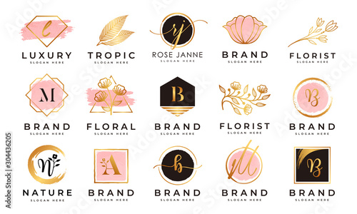 Feminine logo collections template vector