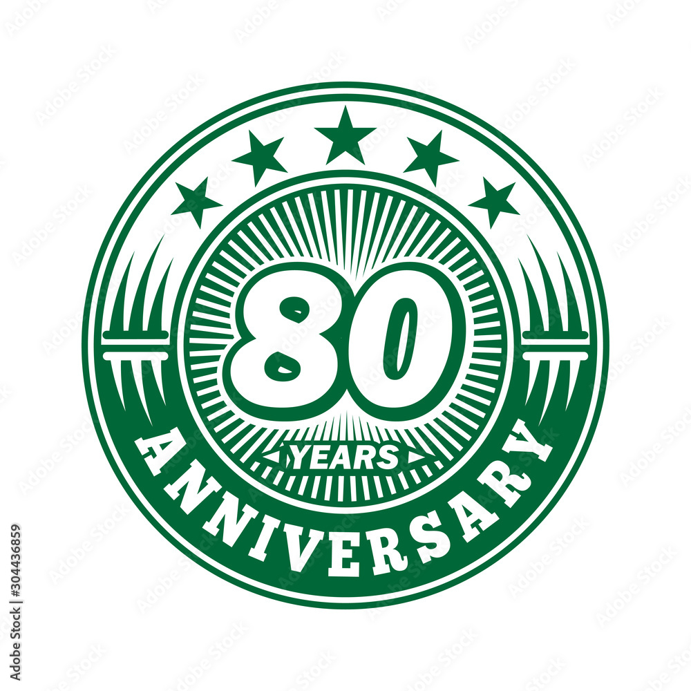 80 years logo. Eighty years anniversary celebration logo design. Vector and illustration.