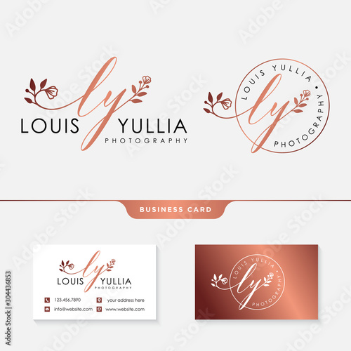 initial ly feminine logo collections template vector