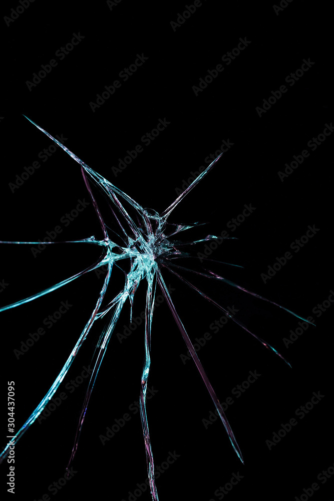 Fototapeta premium abstraction crack on broken glass and mirror on an isolated background